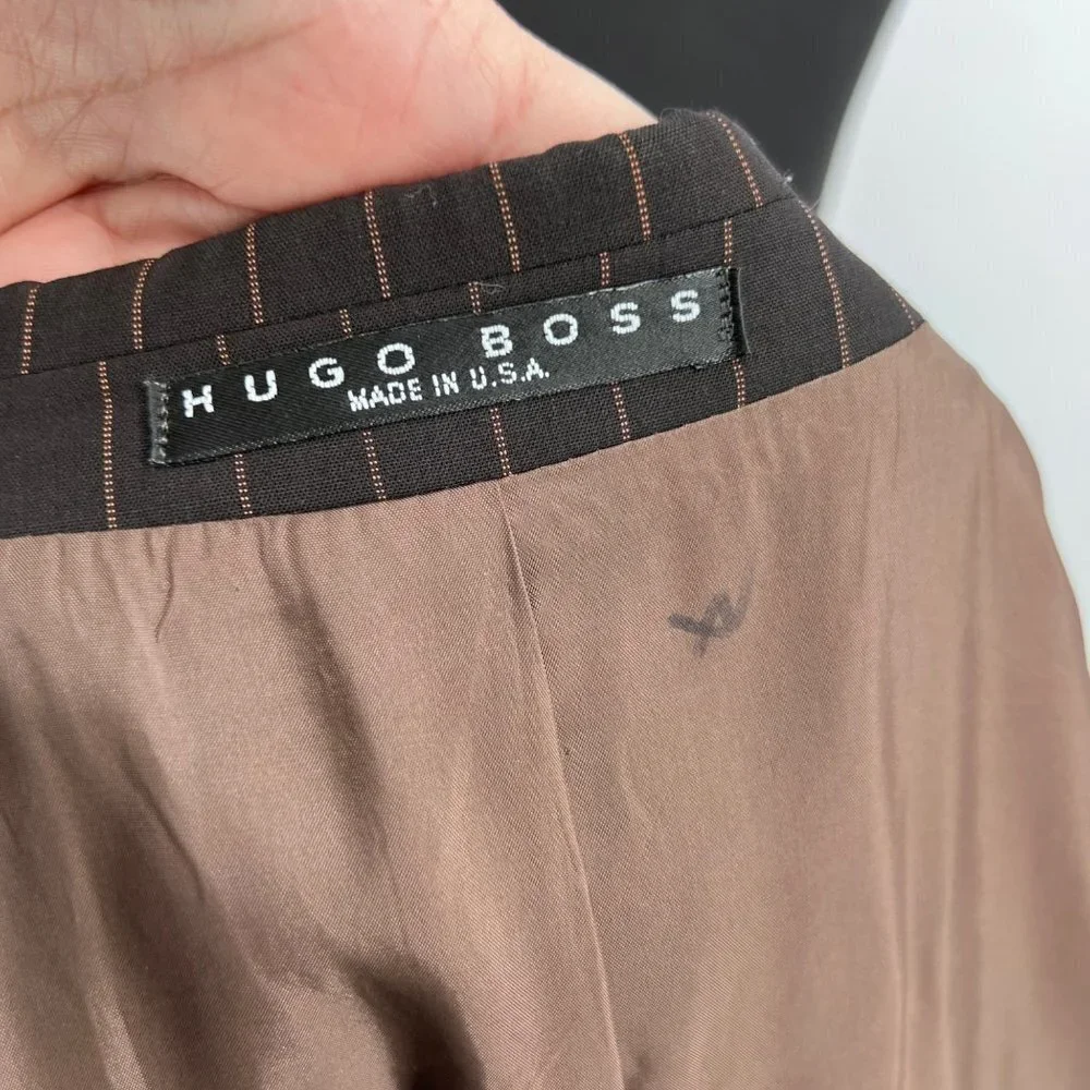 Hugo Boss Mafia‎ 30s Look Pinstripe Brown Blazer Size 42R